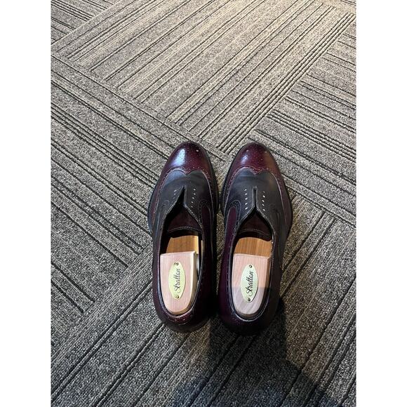 Ace Marks Dress Shoes 9 Burgundy Oxblood & Grey Spectators Oxfords - Picture 6 of 9